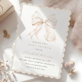 Inbjudan till elegantens Neutralt Bow Baby Shower