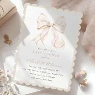 Inbjudan till elegantens Neutralt Bow Baby Shower