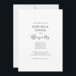 Inbjudan till Elegantens repetitionsmiddag<br><div class="desc">Den här enkla elegantens repetitionsinbjudan är perfekt för din minimalistiska,  svarta och vita repetitionsmiddag. Utformningen har minimalt teckensnitt för contemporary tillsammans med formell kalligrafi. Behålla den som den är,  eller välj att anpassa den med egna teckningar eller foton!</div>