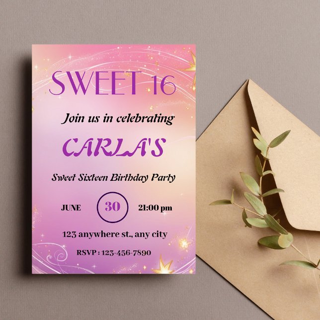 Inbjudan till elegantens Sweet sixteen på födelsed (Skapare uppladdad)