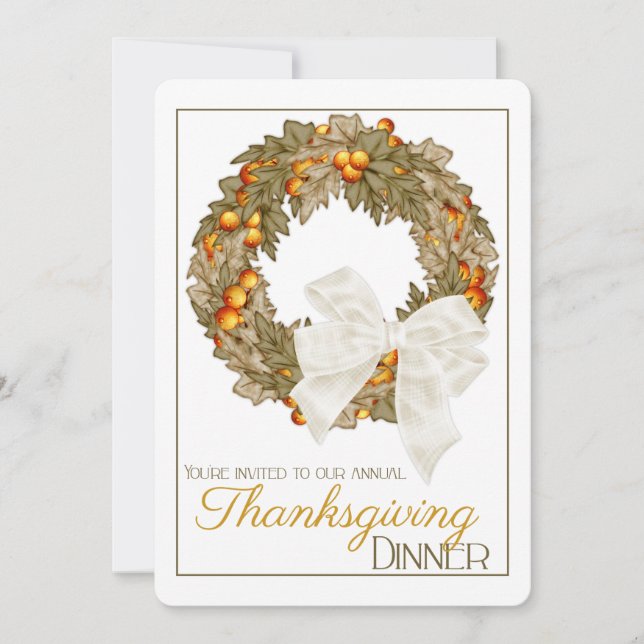 Inbjudan till elegantens Thanksgiving för middagsg (Framsida)