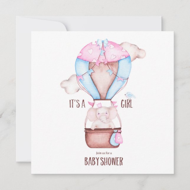 Inbjudan till Elephant Baby Shower (Framsida)