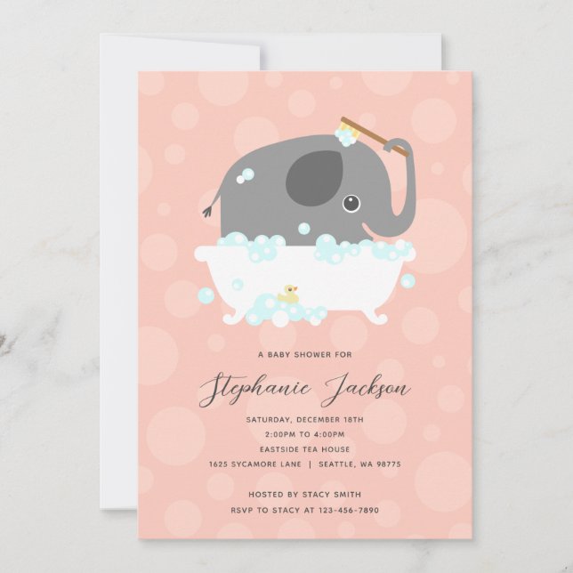 Inbjudan till Elephant Baby Shower (Framsida)