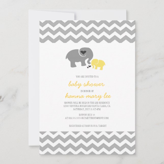Inbjudan till Elephant Baby Shower (Framsida)