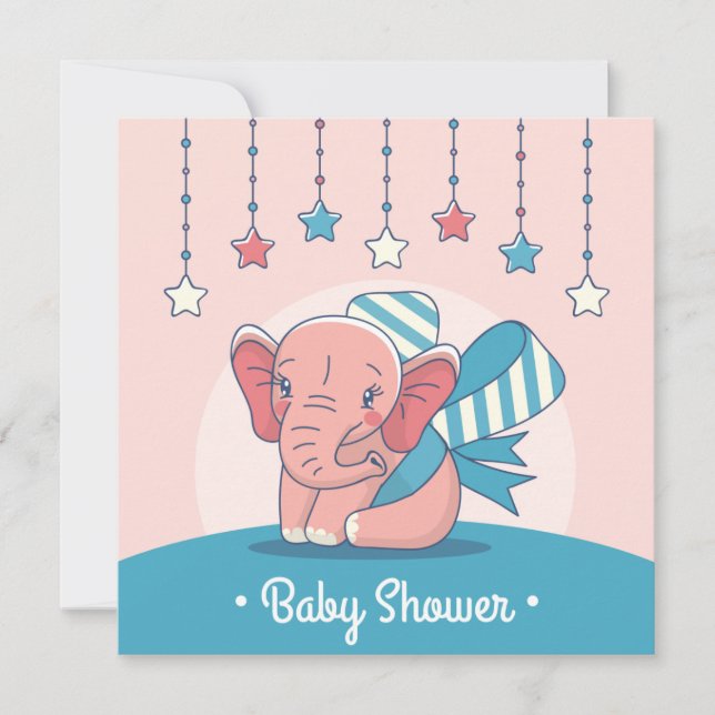 Inbjudan till Elephant Baby Shower (Framsida)