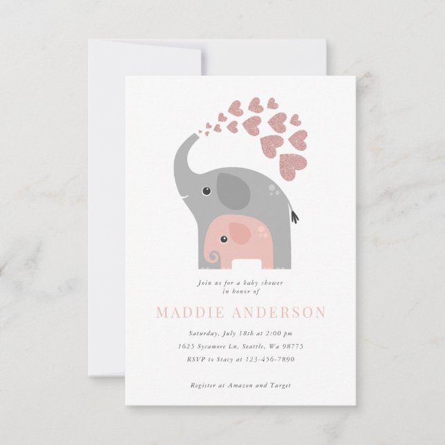 Inbjudan till Elephant Baby Shower (Framsida)
