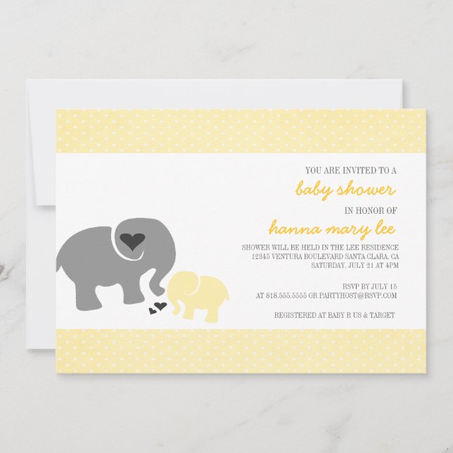 Inbjudan till Elephant Baby Shower (Framsida)