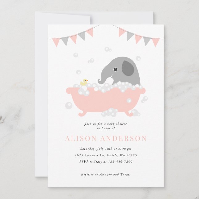 Inbjudan till Elephant Baby Shower (Framsida)