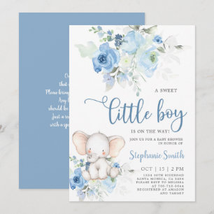Inbjudan till Elephant Baby Shower Boy