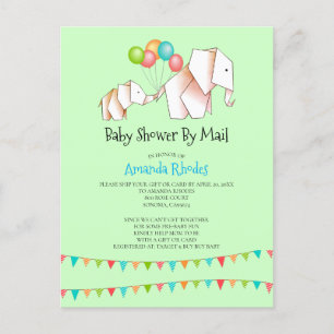 Inbjudan till Elephant Baby Shower efter e-post Vykort