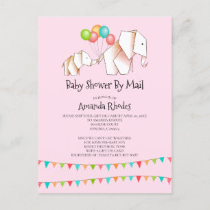 Inbjudan till Elephant Baby Shower efter e-Rosa Vykort