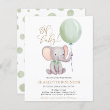 Inbjudan till Elephant Baby Shower för budgetpost