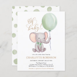 Inbjudan till Elephant Baby Shower för budgetpost