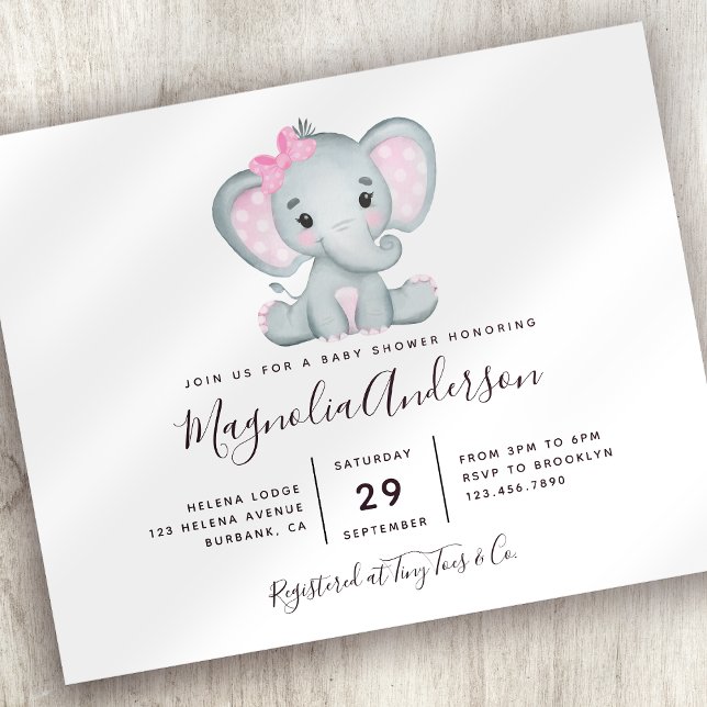 Inbjudan till Elephant Baby Shower för budgetpost (Skapare uppladdad)