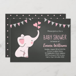 Inbjudan till Elephant Baby Shower för en flicka