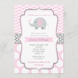 Inbjudan till Elephant Baby Shower för flicka