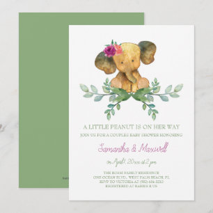 Inbjudan till Elephant Baby Shower för flickor