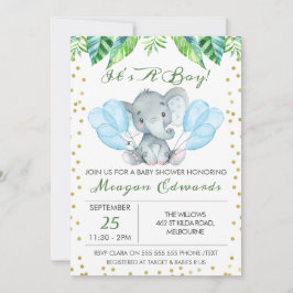 Inbjudan till Elephant Baby Shower för vattenfärg