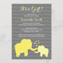 Inbjudan till Elephant Baby Shower Gult och Grått