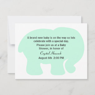 Inbjudan till Elephant Baby Shower Mint Grönt