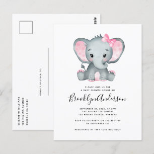 Inbjudan till Elephant Baby Shower på Rosa