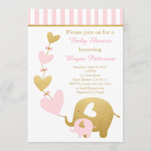 Inbjudan till Elephant Baby Shower på Rosa och Gul