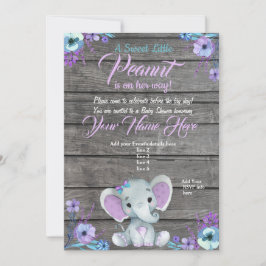 Inbjudan till Elephant Baby Shower, rustik, teal
