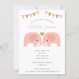 Inbjudan till Elephant Baby Shower-Twillingar för 