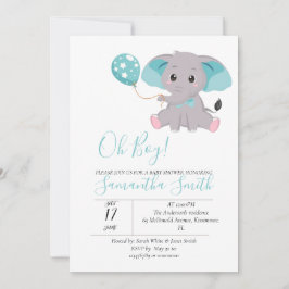 Inbjudan till elephant babydusch Blue Balloon