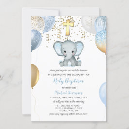 Inbjudan till Elephant Balloons Watercolor Baptism