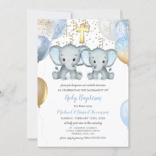 Inbjudan till Elephant Balloons Watercolor Baptism