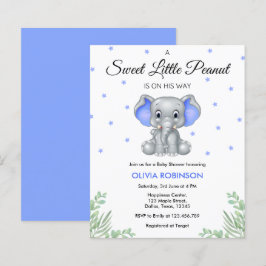Inbjudan till Elephant Blue Boy Baby Shower