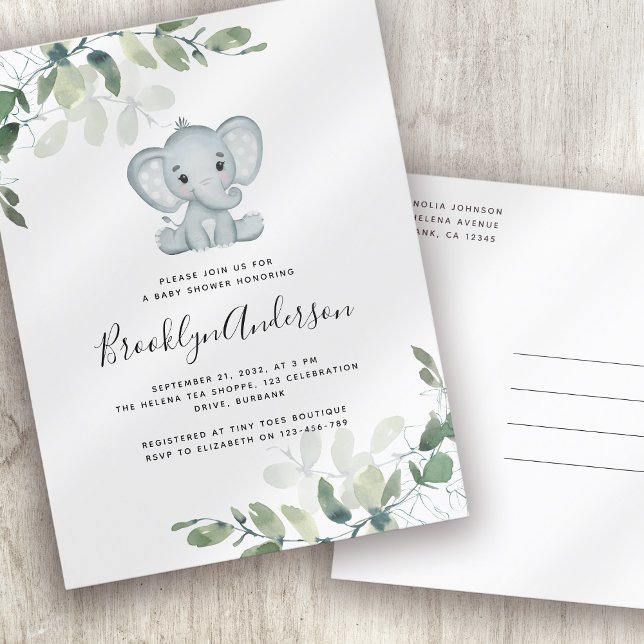 Inbjudan till Elephant Eucalyptus Baby Shower (Skapare uppladdad)