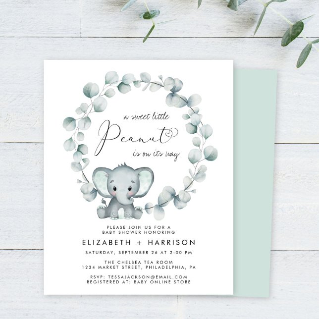 Inbjudan till Elephant Eucalyptus Par Baby Shower (Skapare uppladdad)