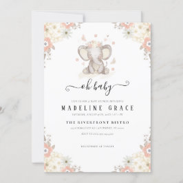 Inbjudan till Elephant Flicka Baby Shower