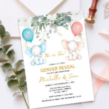 Inbjudan till Elephant Gender Reveal Party