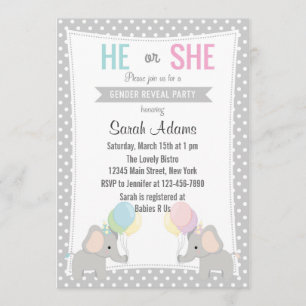 Inbjudan till Elephant Gender Reveal Party