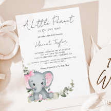 Inbjudan till Elephant Girl Baby Shower