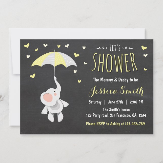 Inbjudan till Elephant Little Peanut Baby Shower (Framsida)