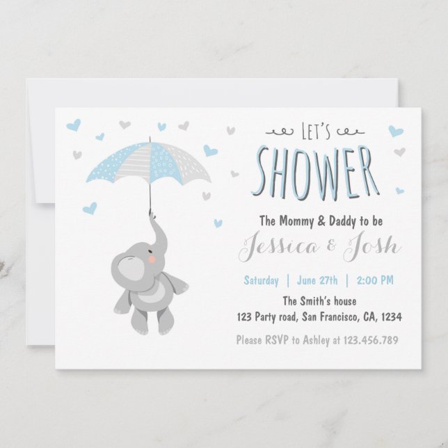 Inbjudan till Elephant Little Peanut Baby Shower (Framsida)