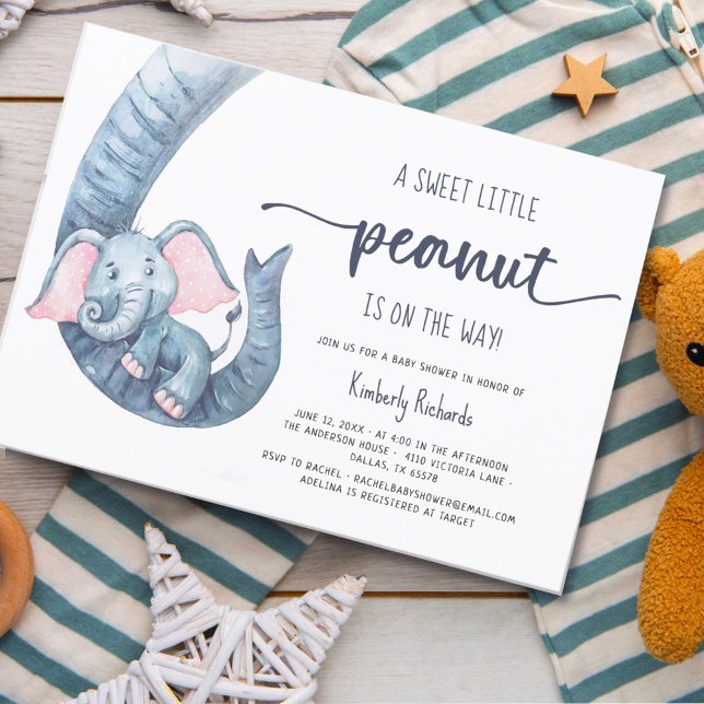Inbjudan till Elephant Little Peanut Boy Baby Show (Skapare uppladdad)