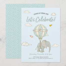 Inbjudan till Elephant Luftballong Boys Birthday