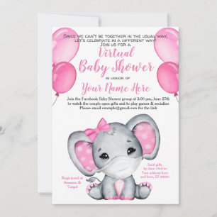 Inbjudan till Elephant Mask Virtuell Shower Flicka