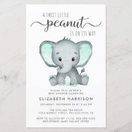 Inbjudan till Elephant Mint Baby Shower för budget