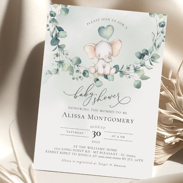 Inbjudan till Elephant Peanut Baby Shower (Skapare uppladdad)