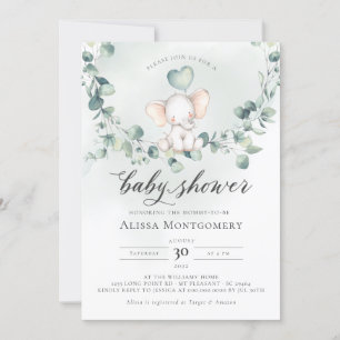 Inbjudan till Elephant Peanut Baby Shower