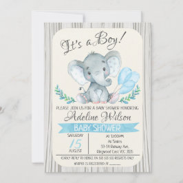 Inbjudan till Elephant Watercolor Baby Shower