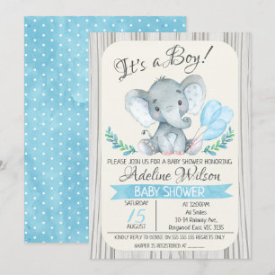 Inbjudan till Elephant Watercolor Baby Shower