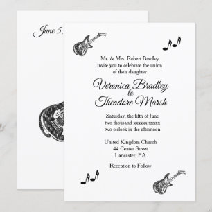 Inbjudan till elGuitar Theme Wedding
