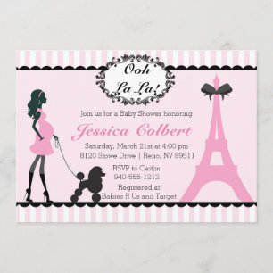 Inbjudan till EM-Fransken Eiffel Torn Baby Shower